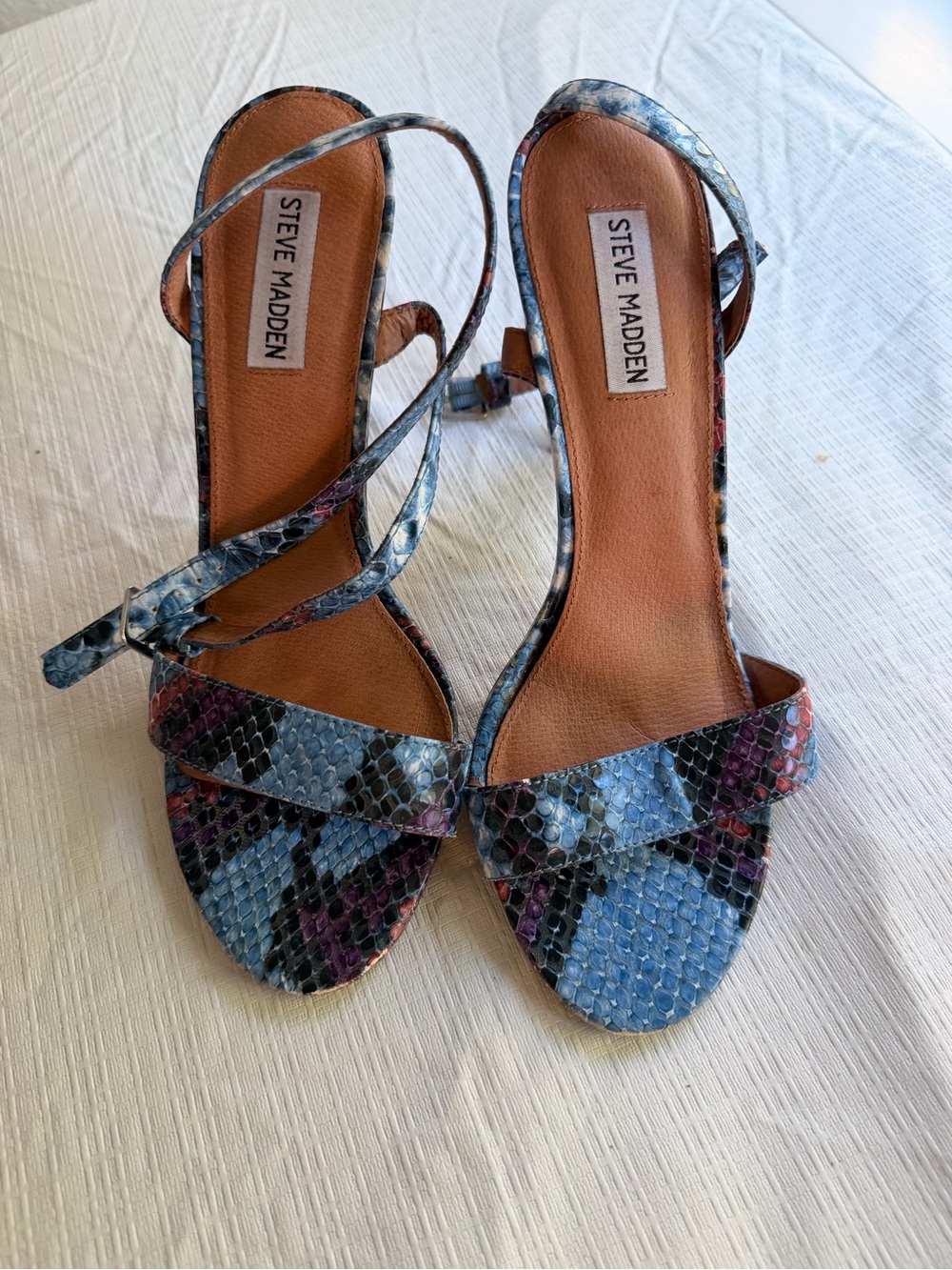Steve Madden Multicolor Snake-Print Strappy Heels Size 9.5